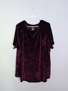 Maurice's  Berry Crushed Velvet Pocket Tee